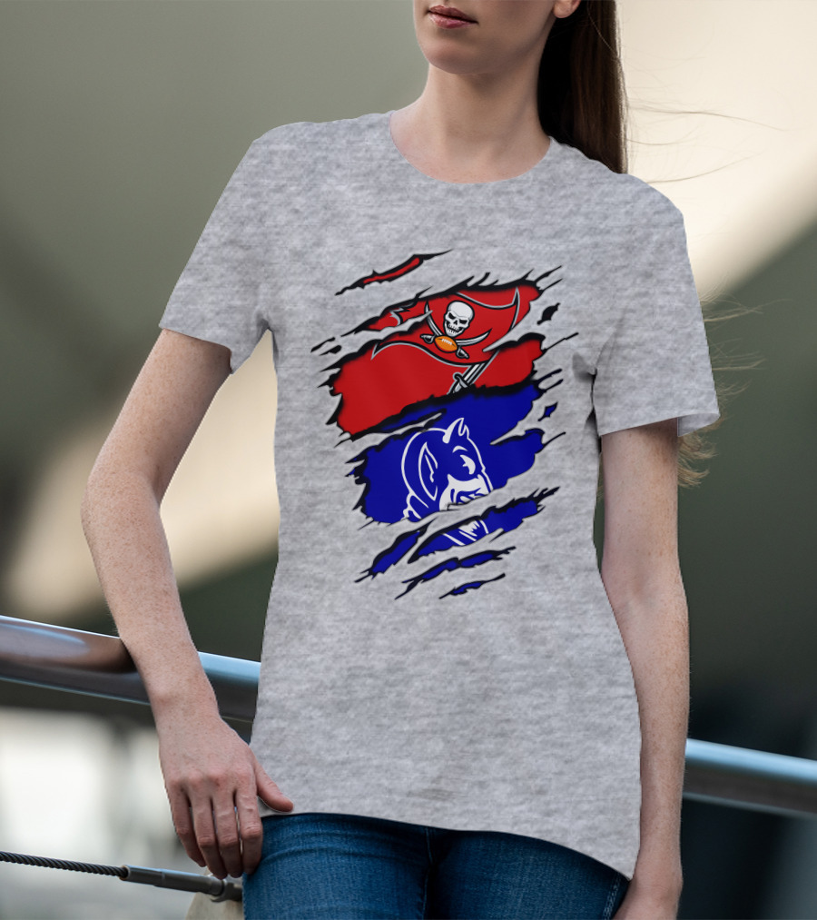 Buccaneers Duke Pirate Flag And Blue Devil Fusion T-Shirt