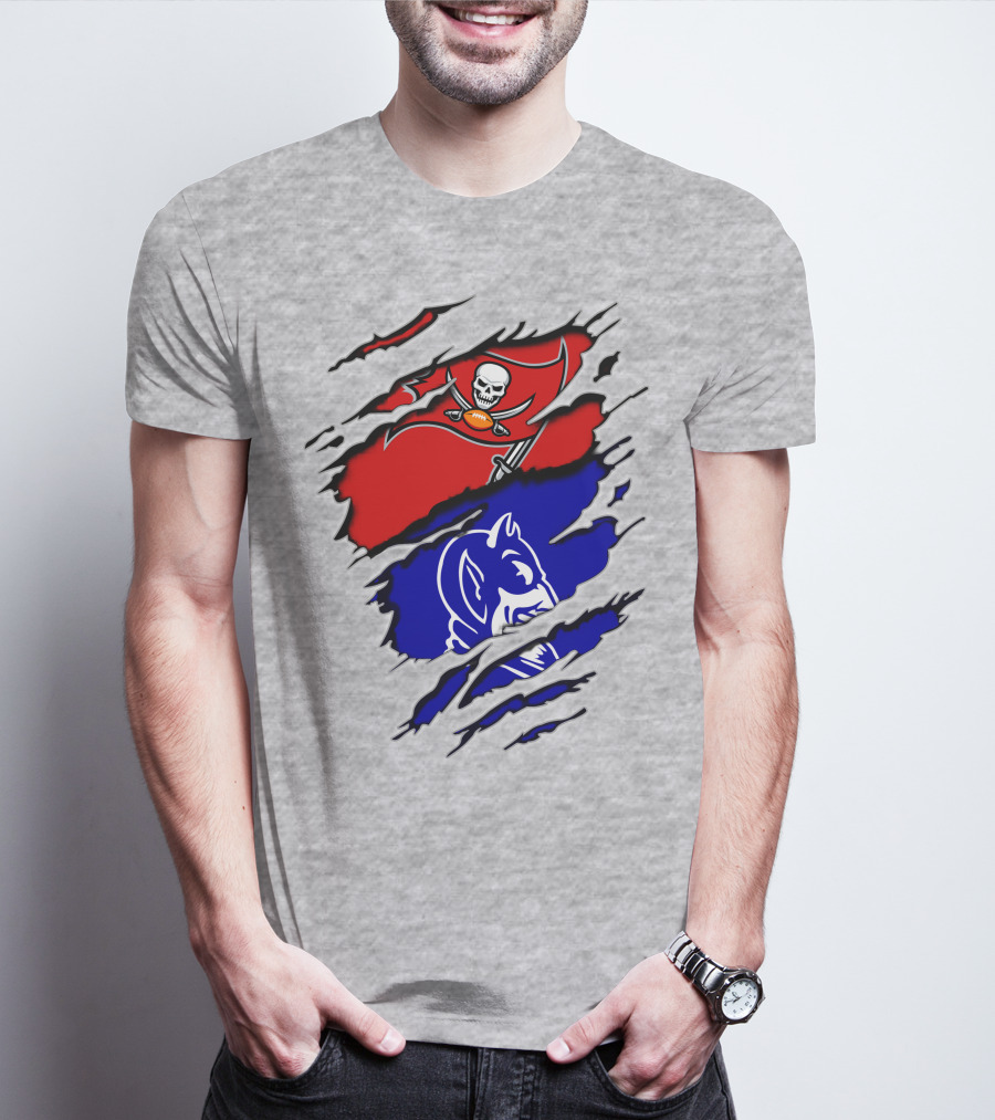 Buccaneers Duke Pirate Flag And Blue Devil Fusion T-Shirt
