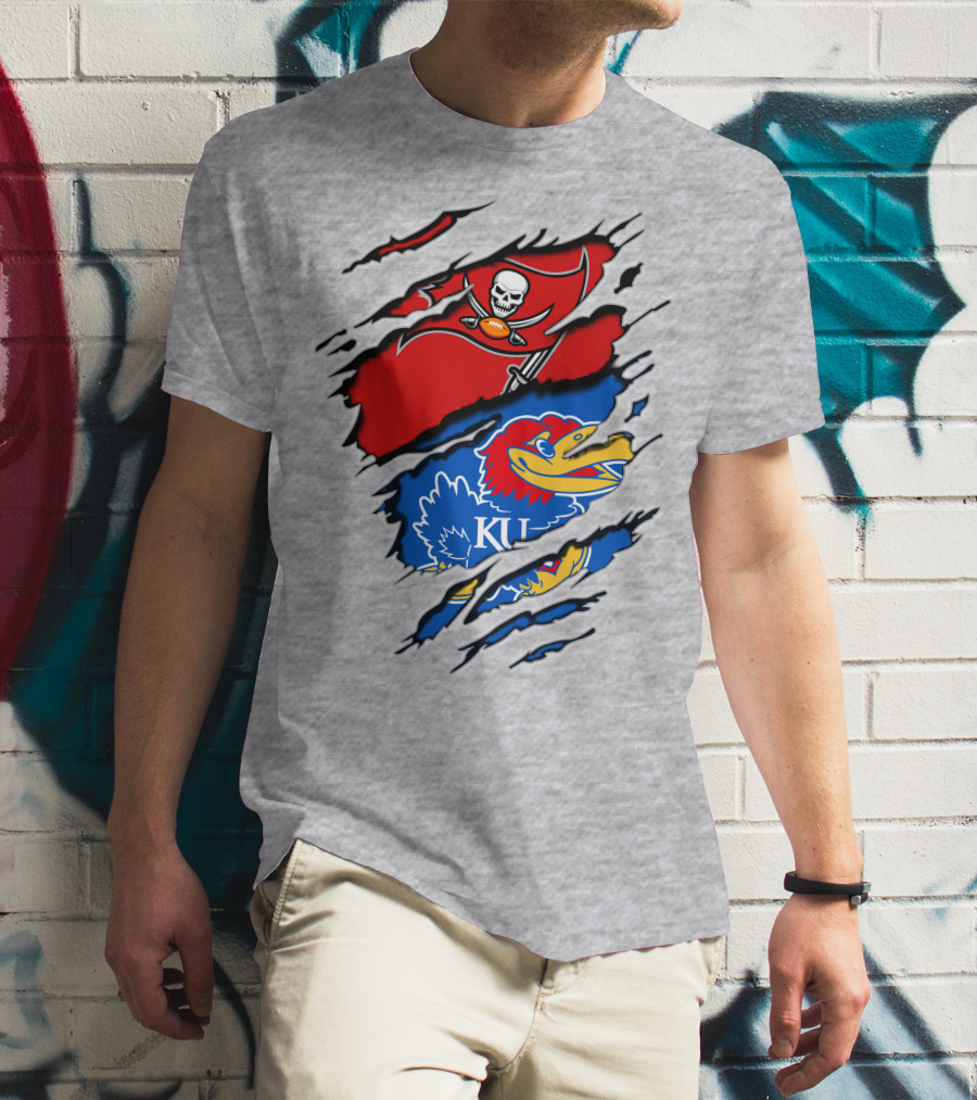 Buccaneers Jayhawks KU Rip Torn Gray T-Shirt