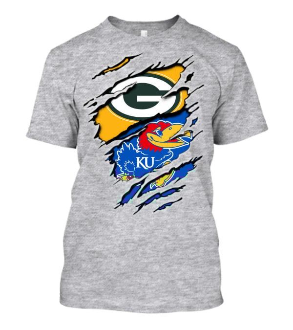 Green Bay Packers Kansas Jayhawks Logo Mashup T-Shirt