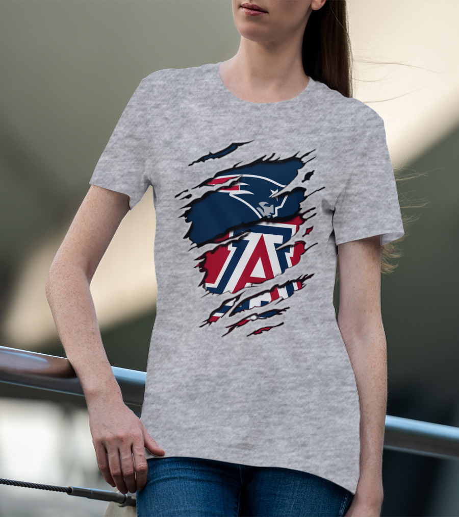 New England Patriots Arizona Wildcats Claw Rip T-Shirt