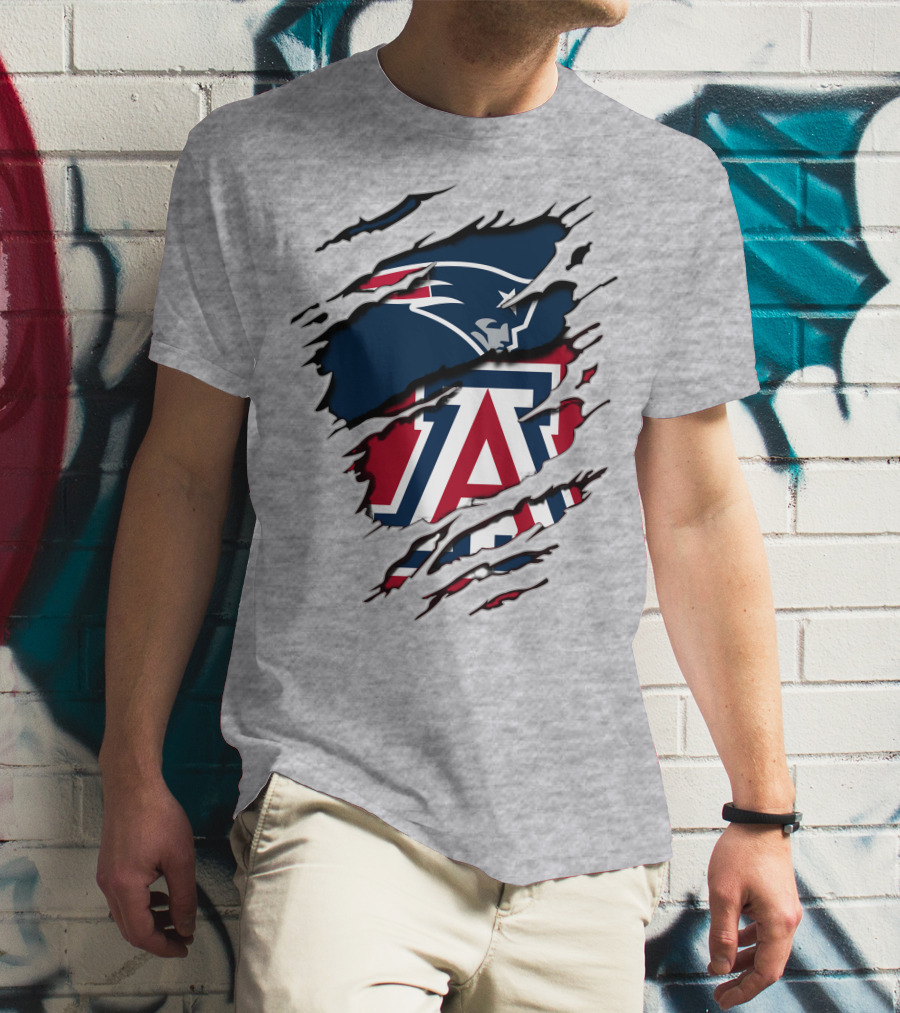 New England Patriots Arizona Wildcats Claw Rip T-Shirt