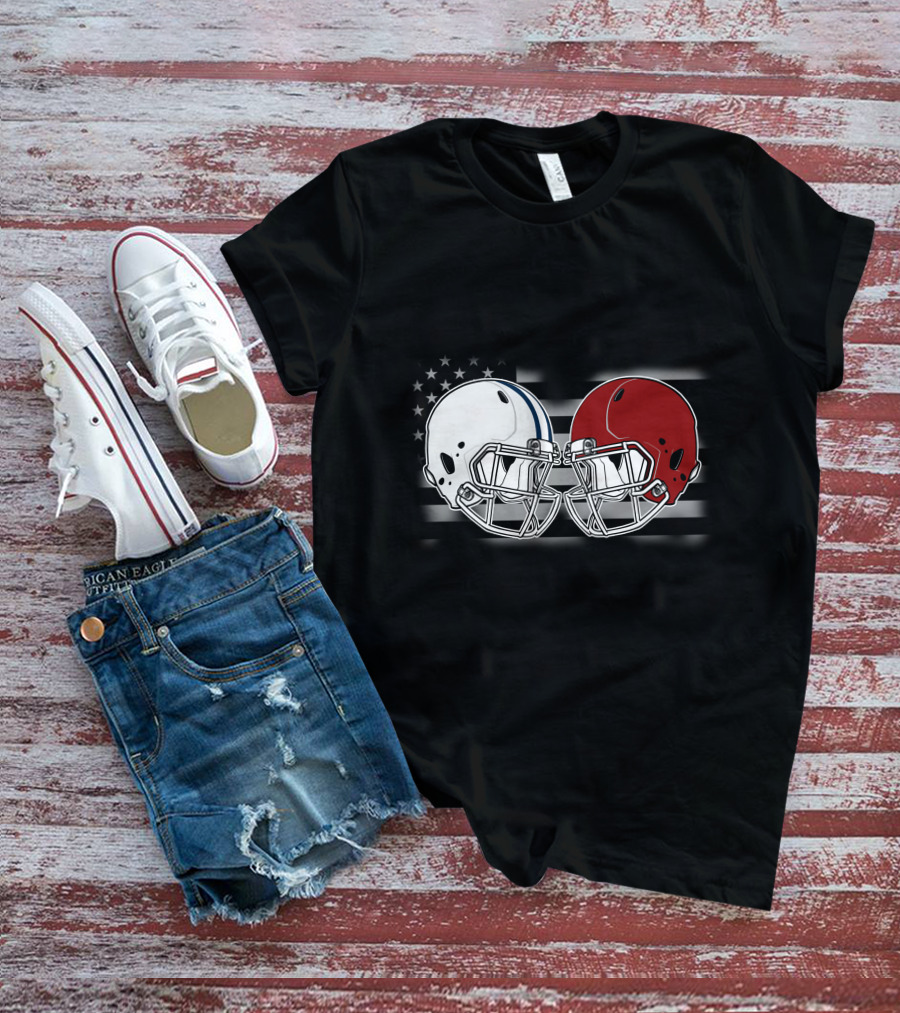 Co Ala Rivalry Football Helmets American Flag Background T-Shirt