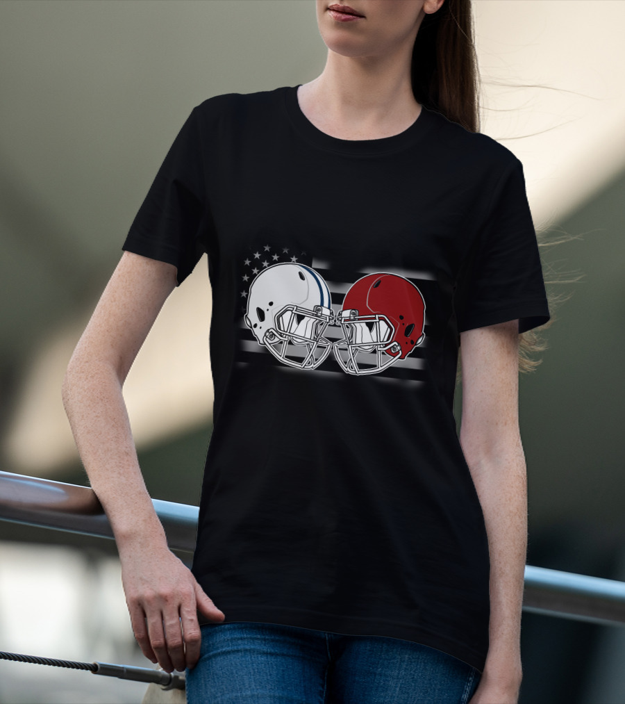 Co Ala Rivalry Football Helmets American Flag Background T-Shirt