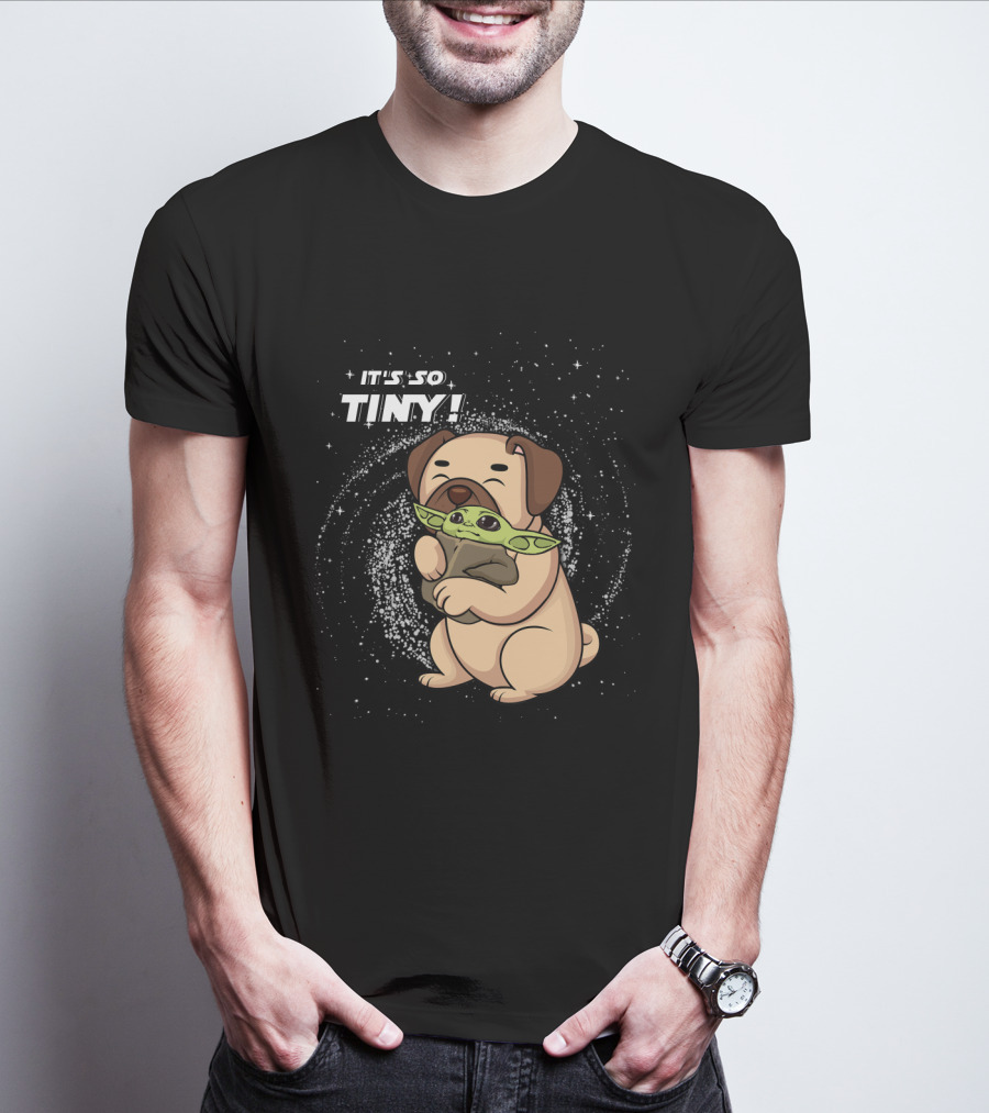 IT'S SO TINY Pug Baby Yoda Hugging T-Shirt