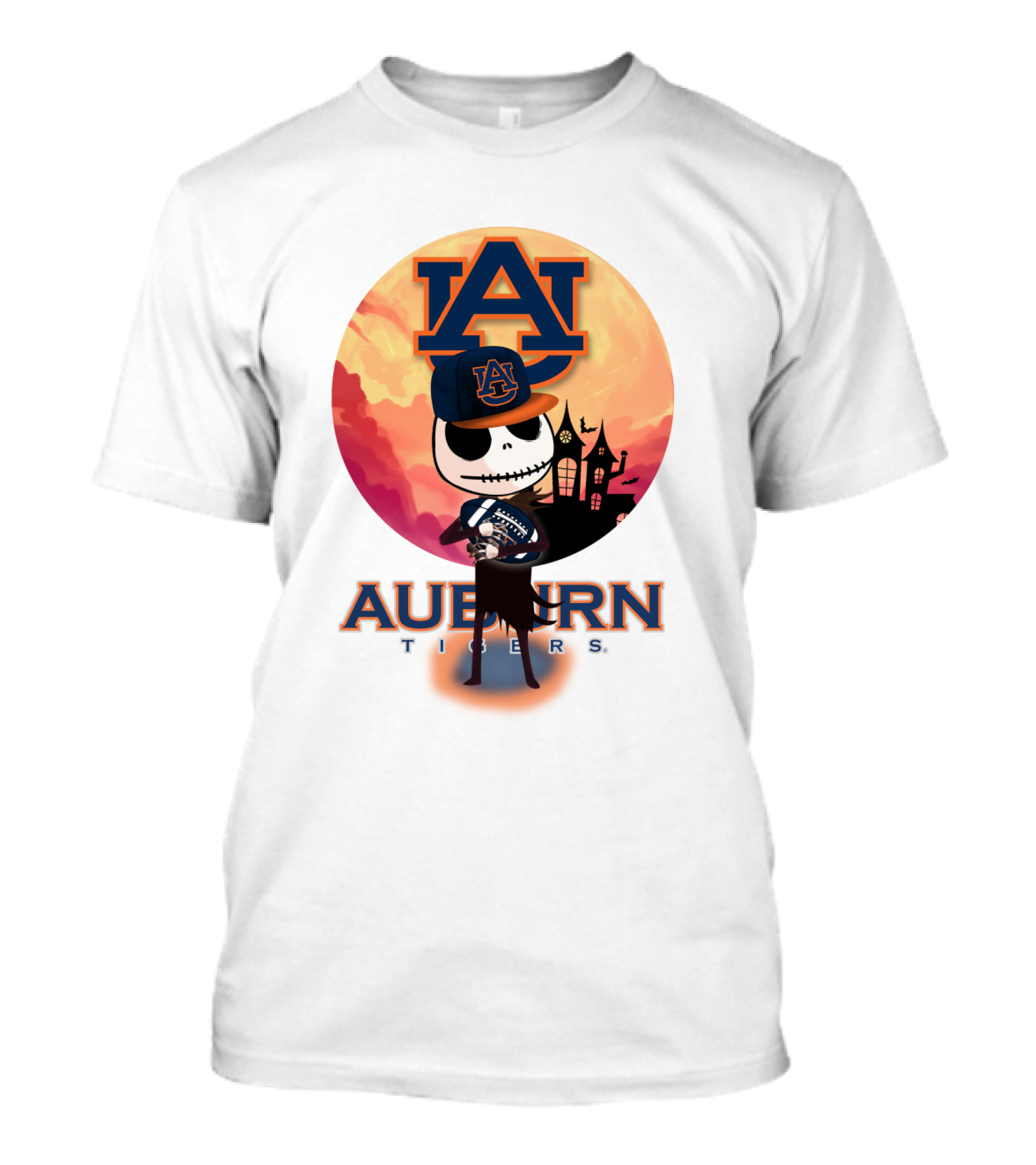 Auburn Tigers Halloween Skeleton Jack O'lantern Football T-Shirt
