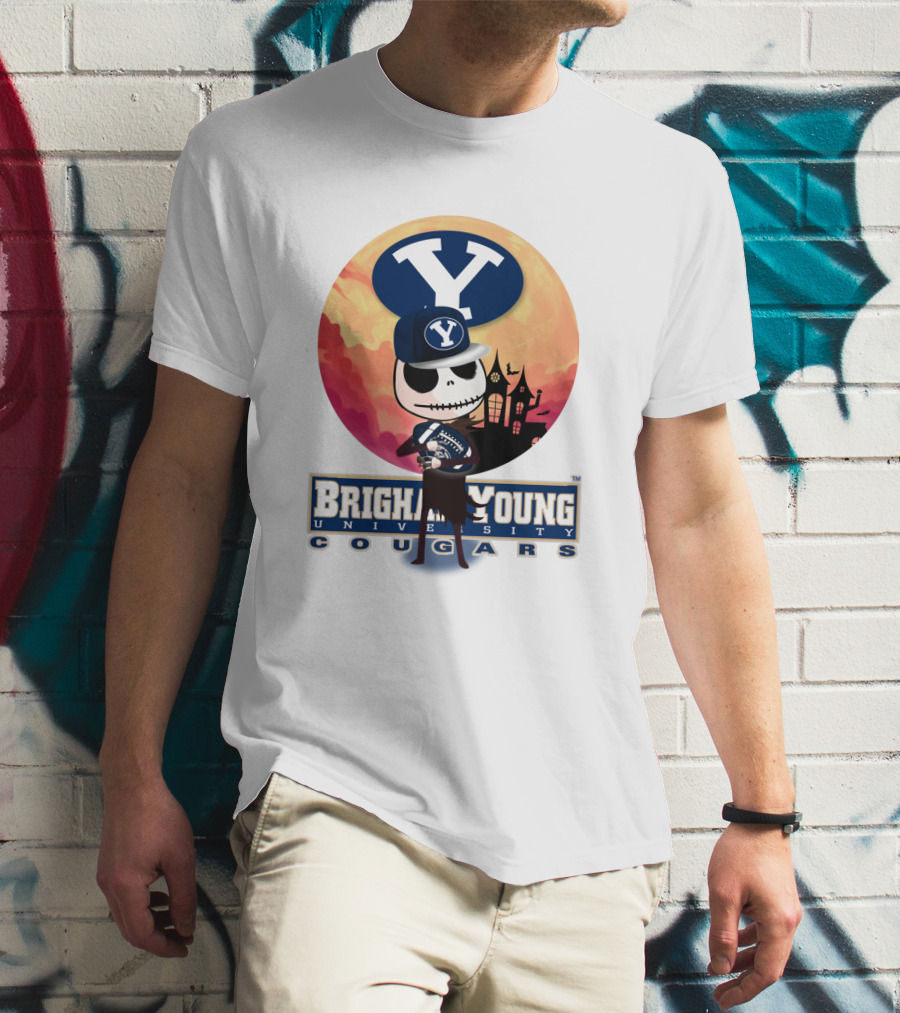 Brigham Young University Cougars Skeleton Halloween Football T-Shirt