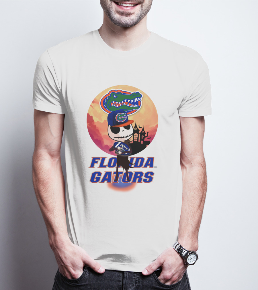 Florida Gators Jack Skellington Sunset Scene T-Shirt