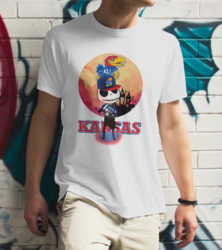 Kansas Jayhawks Jack Skellington Halloween Fan Gear T-Shirt