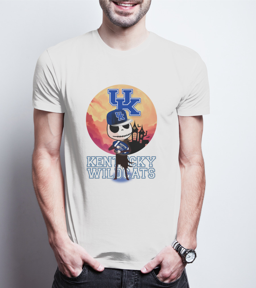 Kentucky Wildcats Skeleton With Uk Logo And Spooky T-Shirt