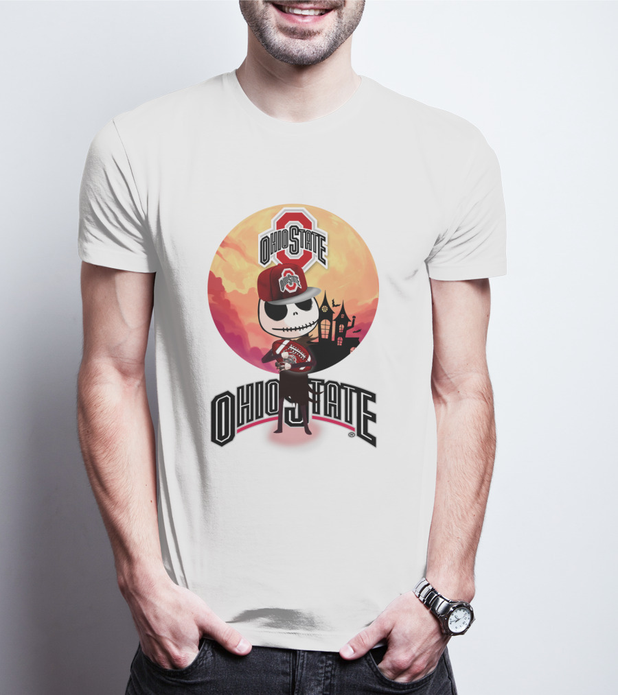 Ohio State Skeleton Character With Hat And Scarf T-Shirt