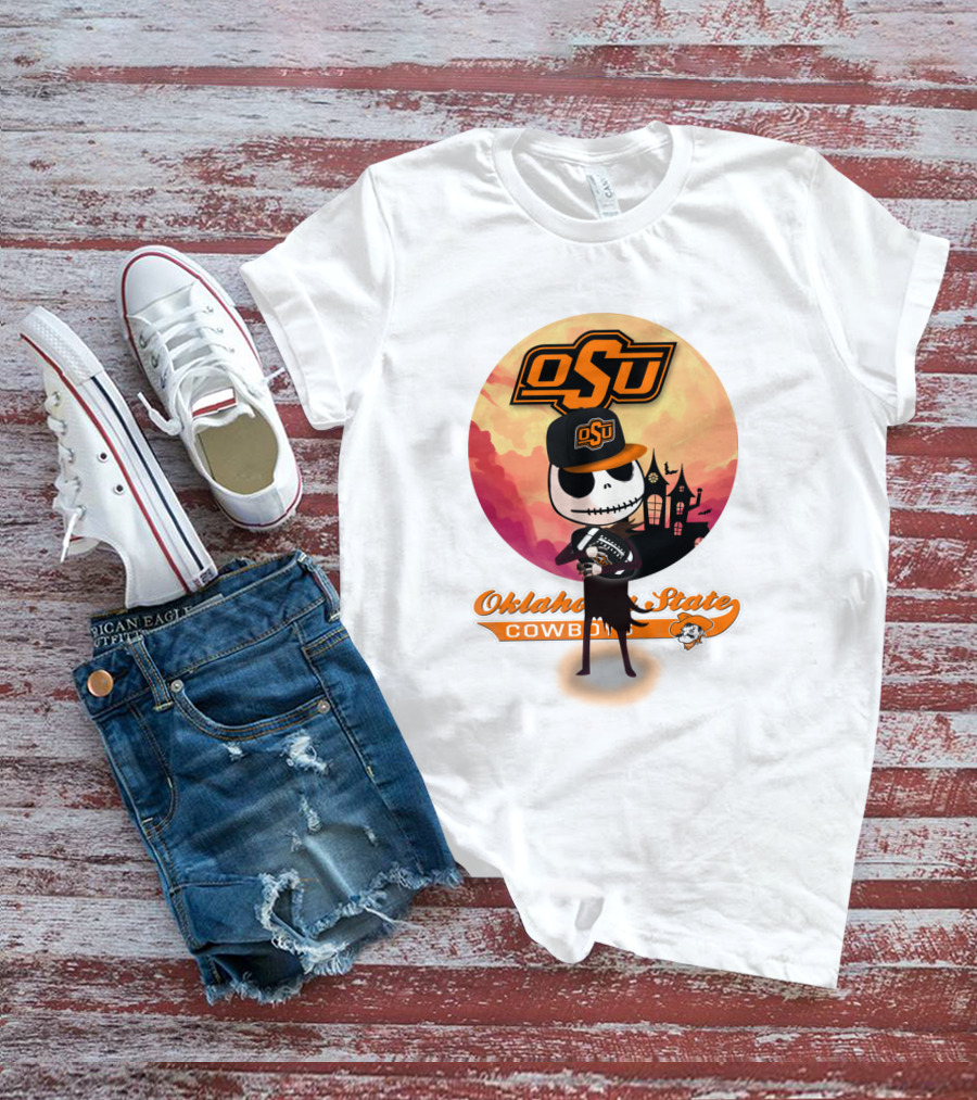 Osu Oklahoma State Cowboys Halloween Character Football T-Shirt