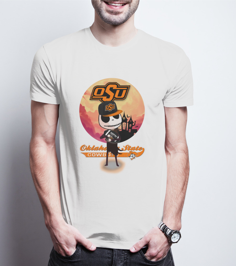 Osu Oklahoma State Cowboys Halloween Character Football T-Shirt