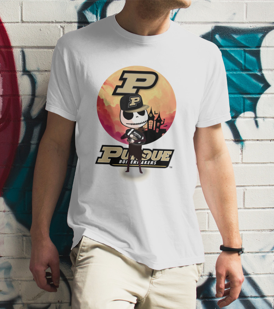 Purdue Boilermakers Skeleton Football Halloween T-Shirt
