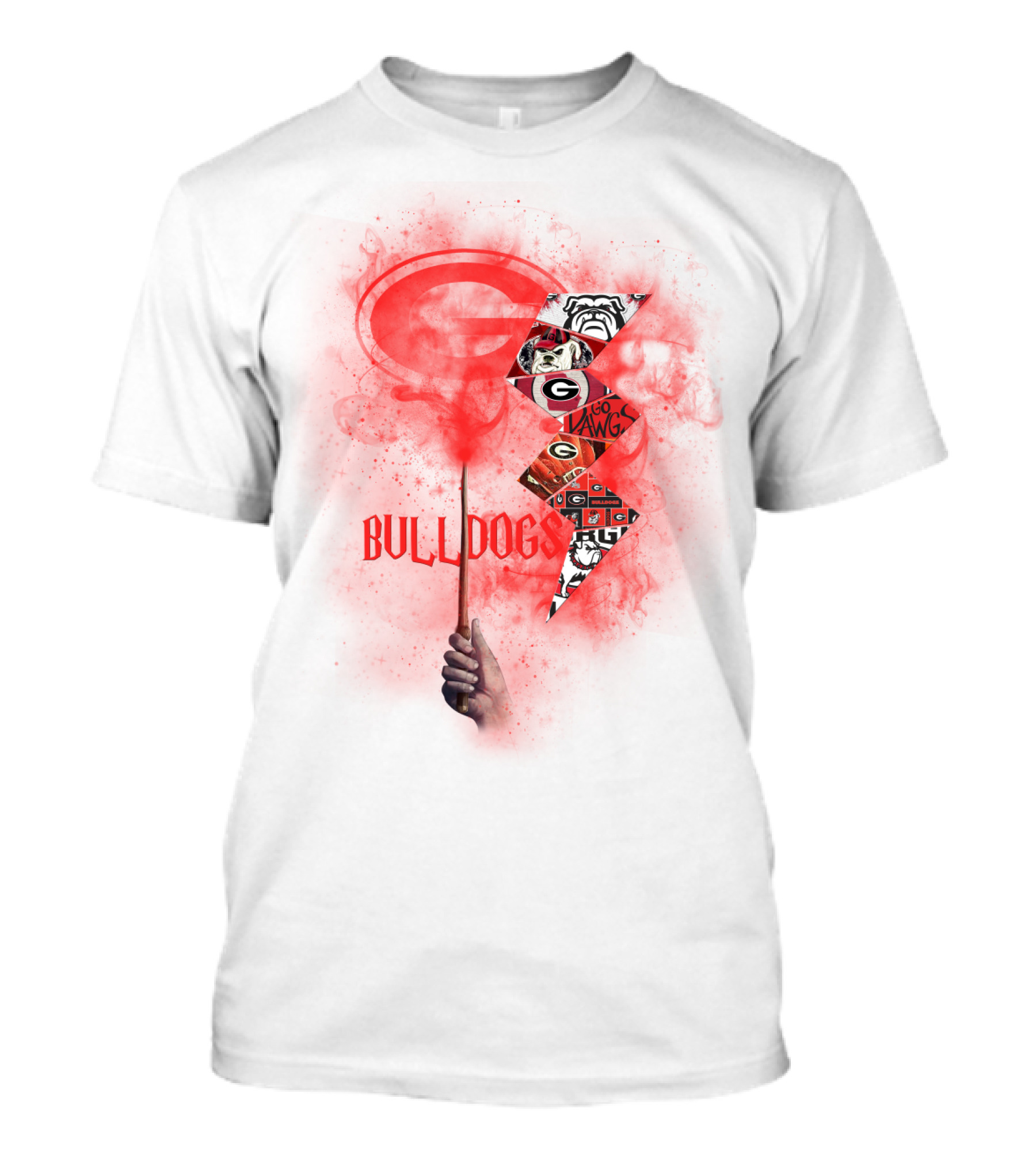 Georgia Bulldogs Logo 60 Dawgs Hand Holding Red Smoke Wand T-Shirt