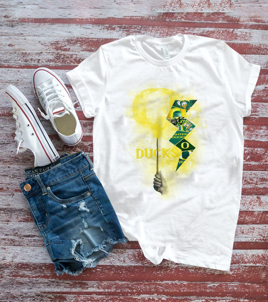 Oregon Ducks Lightning Bolt Logo Collage T-Shirt