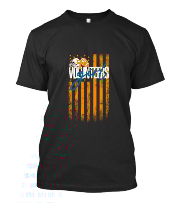 Volunteers Football Flag Stripes Helmet Tennessee T-Shirt