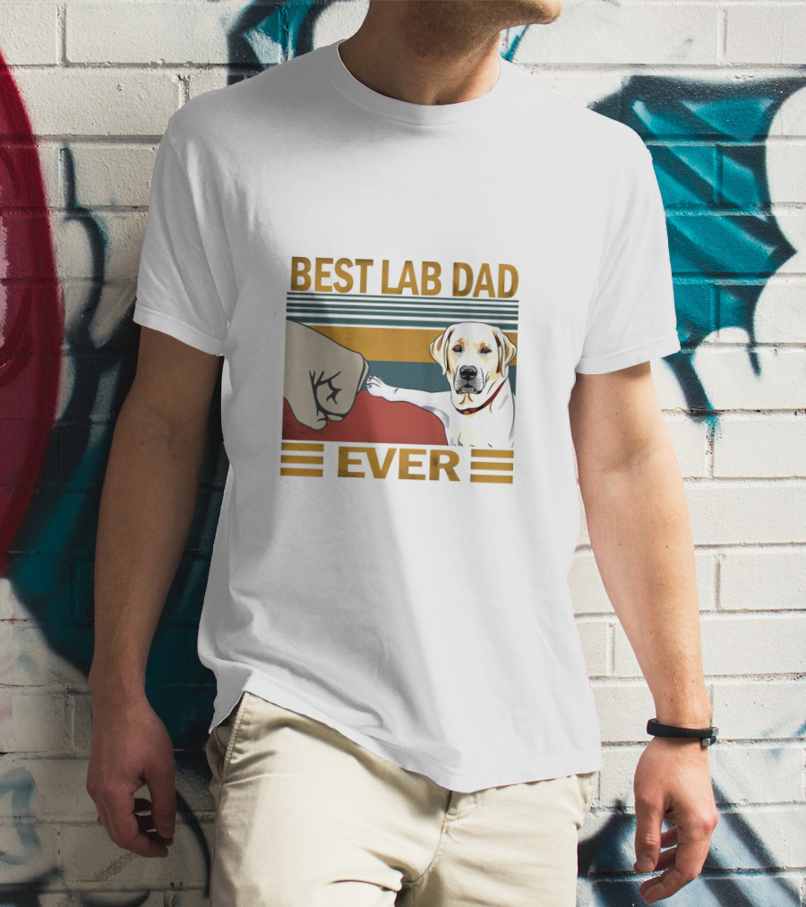 Best Lab Dad Ever Fist Bump With Yellow Labrador Retriever T-Shirt