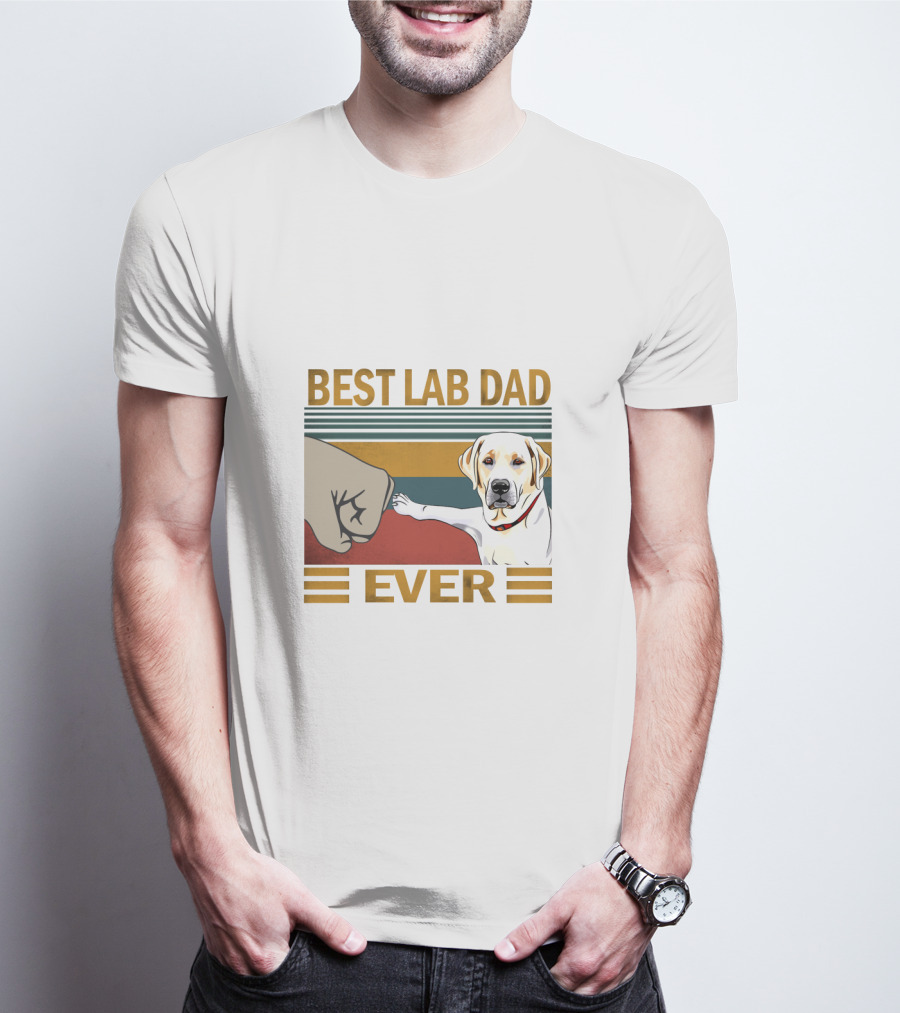 Best Lab Dad Ever Fist Bump With Yellow Labrador Retriever T-Shirt