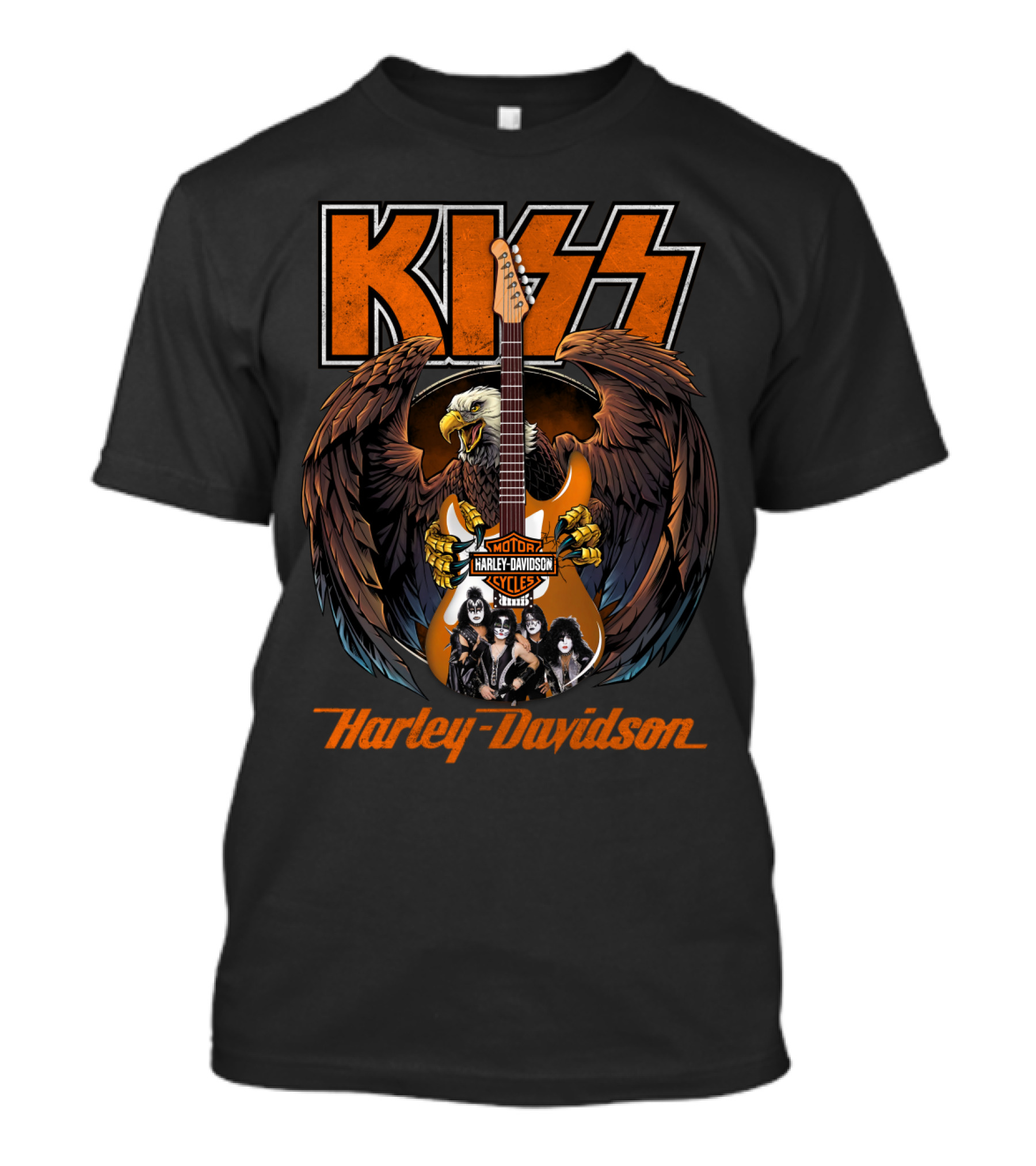 Kiss Harley Davidson Motorcycles Eagle Guitar Band Members T-Shirt