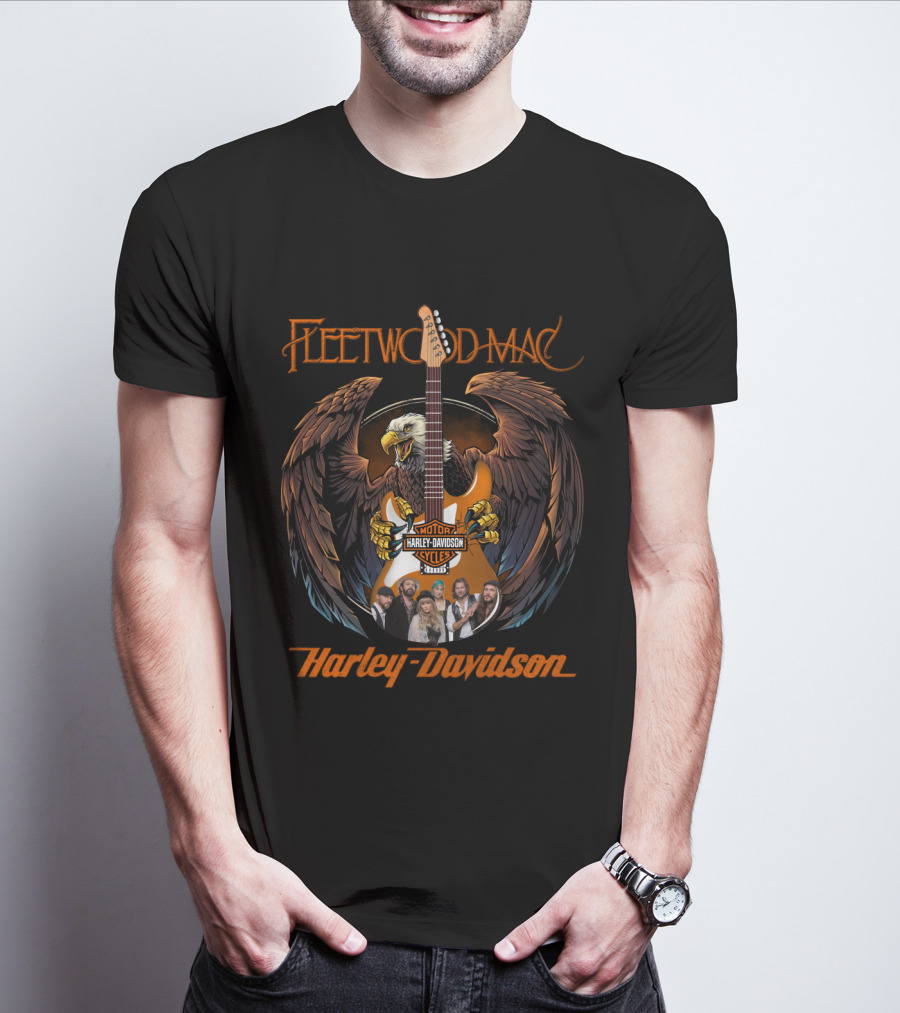 Fleetwood Mac Harley Davidson Live Styles Eagle Guitar T-Shirt
