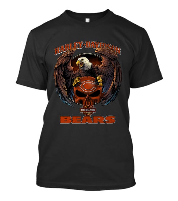 Harley Davidson Chicago Bears Nfl Eagle Skulls T-Shirt