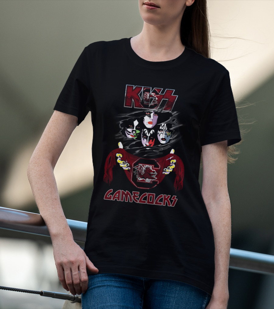 KISS South Carolina Gamecocks Rock Band Faces And Mascot T-Shirt