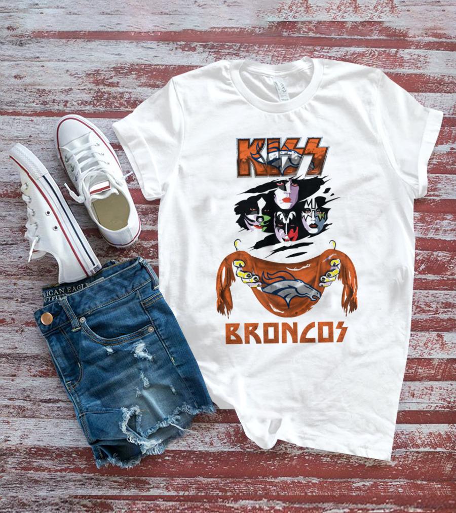 KISS Denver Broncos NFL Rock Band Crossover T-Shirt
