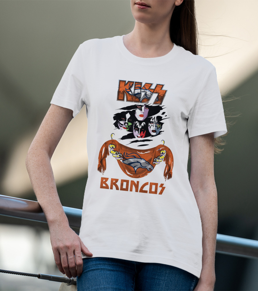 KISS Denver Broncos NFL Rock Band Crossover T-Shirt