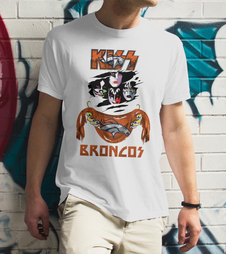 KISS Denver Broncos NFL Rock Band Crossover T-Shirt
