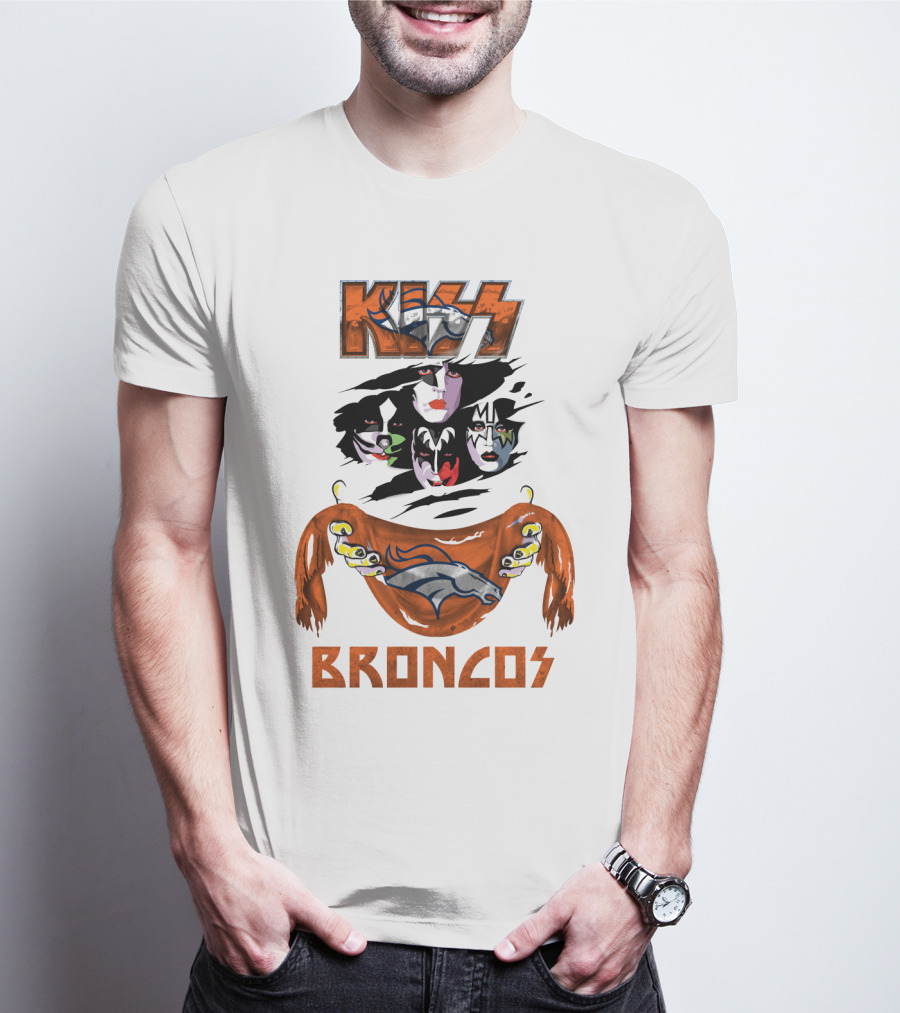 KISS Denver Broncos NFL Rock Band Crossover T-Shirt