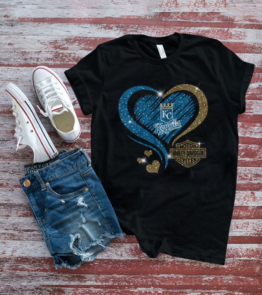 Kc Royals Harley Davidson Heart Sparkle T-Shirt