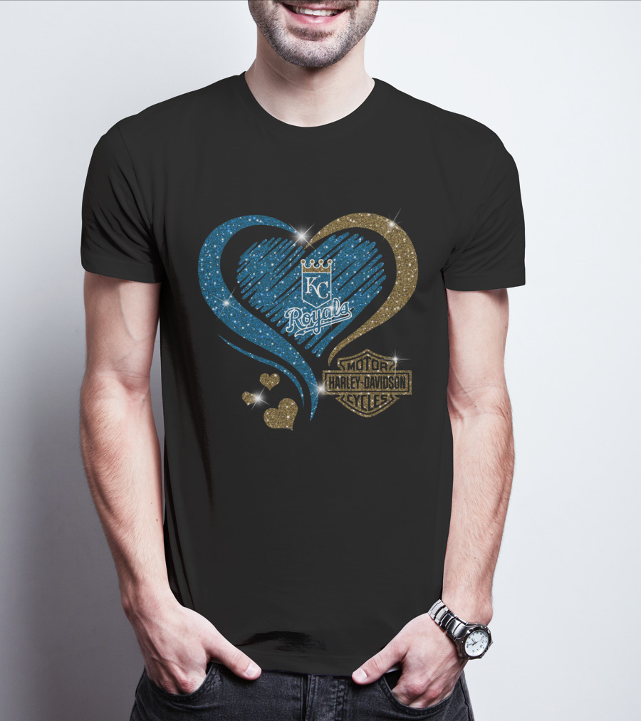 Kc Royals Harley Davidson Heart Sparkle T-Shirt