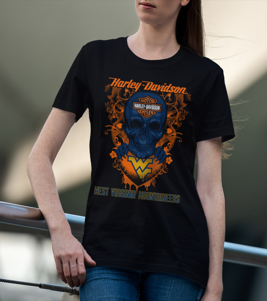 Harley Davidson West Virginia Mountaineers Skull T-Shirt