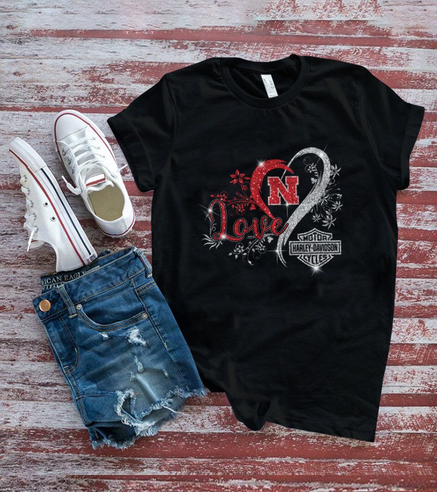 Love Nebraska Cornhuskers Harley Davidson Cycles T-Shirt