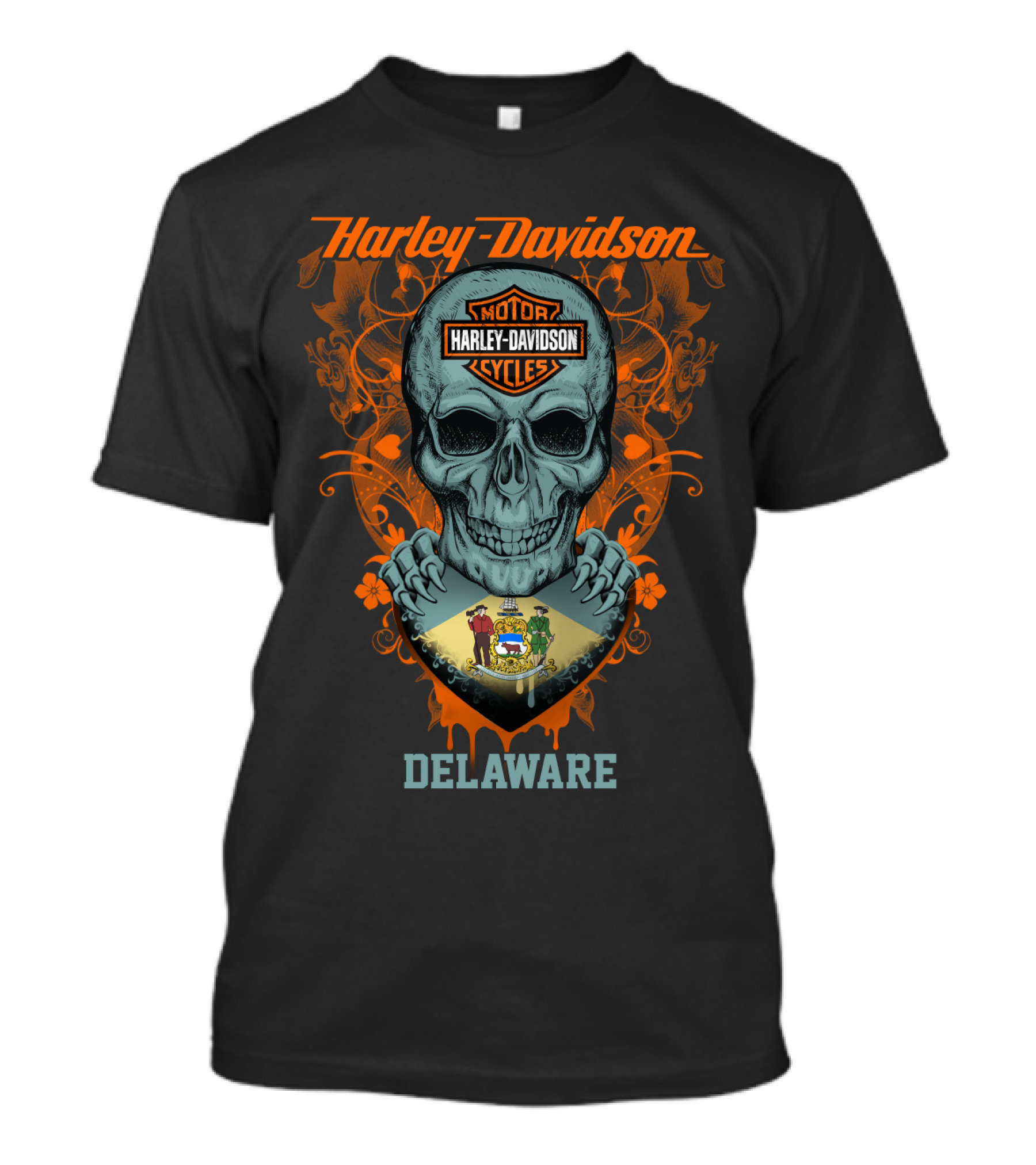 Harley Davidson Motor Cycles Skull Delaware T-Shirt