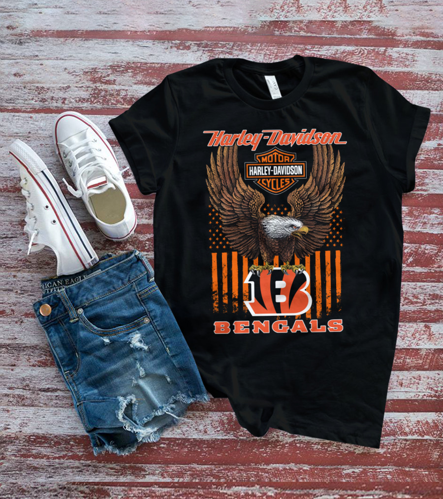 Harley Davidson Motor Cycles Eagle B Bengals T-Shirt