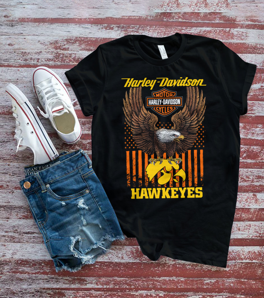 Harley Davidson Motor Cycles Eagle Iowa Hawkeyes T-Shirt