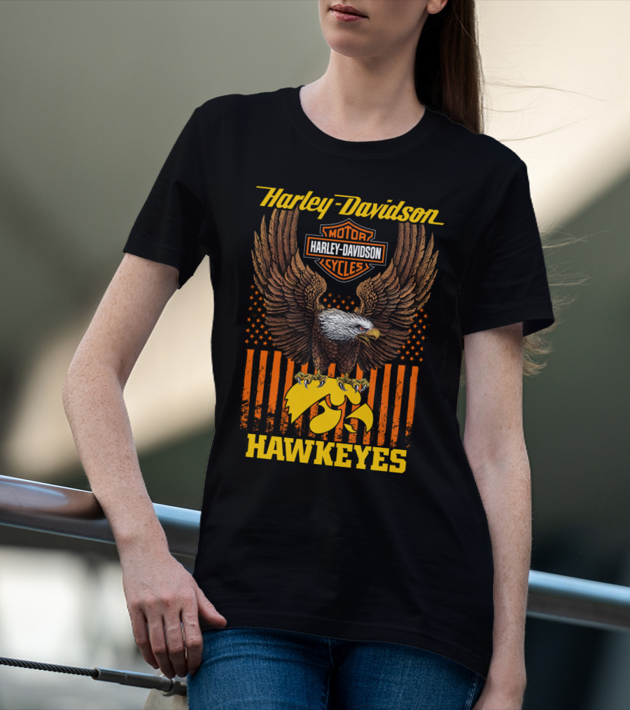 Harley Davidson Motor Cycles Eagle Iowa Hawkeyes T-Shirt