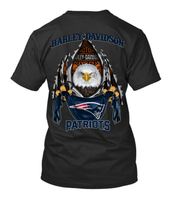 Harley Davidson New England Patriots Eagle Nfl Motor Cycles T-Shirt