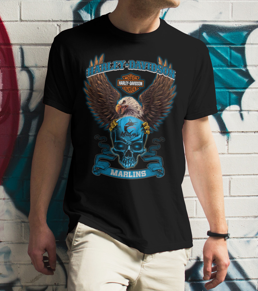 Harley Davidson Motor Cycles Miami Marlins T-Shirt
