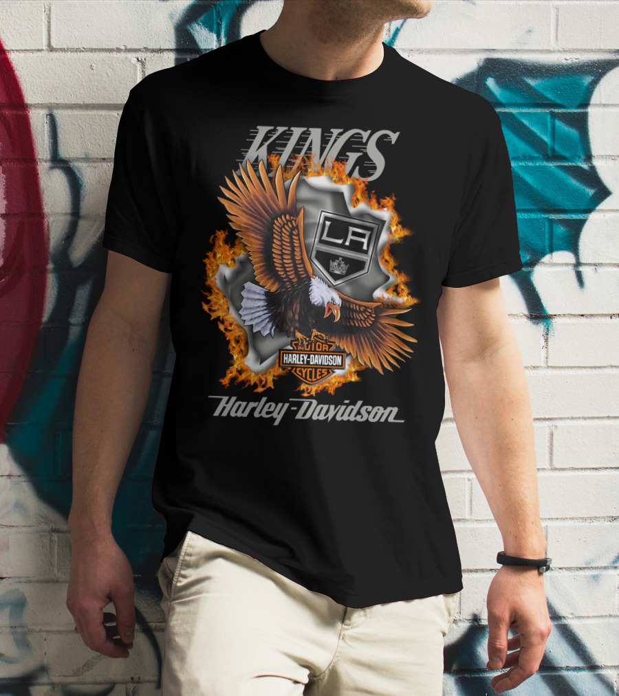 Harley Davidson Los Angeles Kings Nhl Eagle Flame T-Shirt
