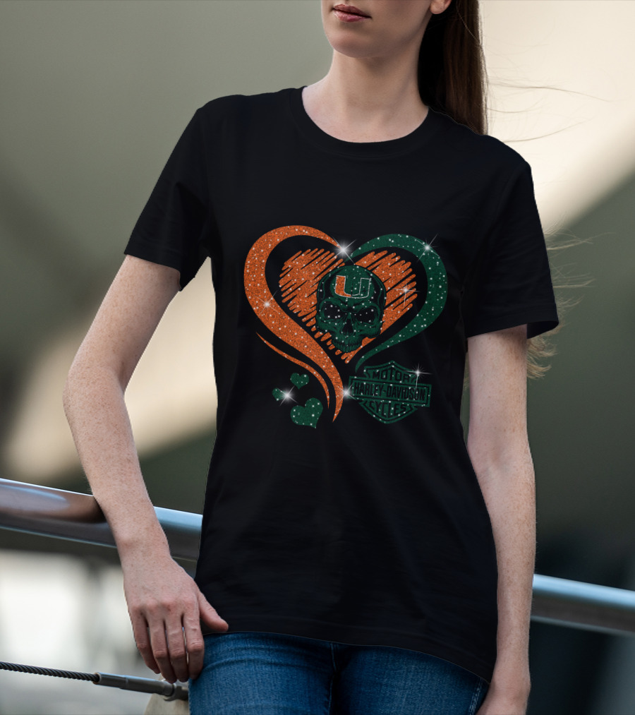 Ncaa Miami Hurricanes Heart Skull T-Shirt