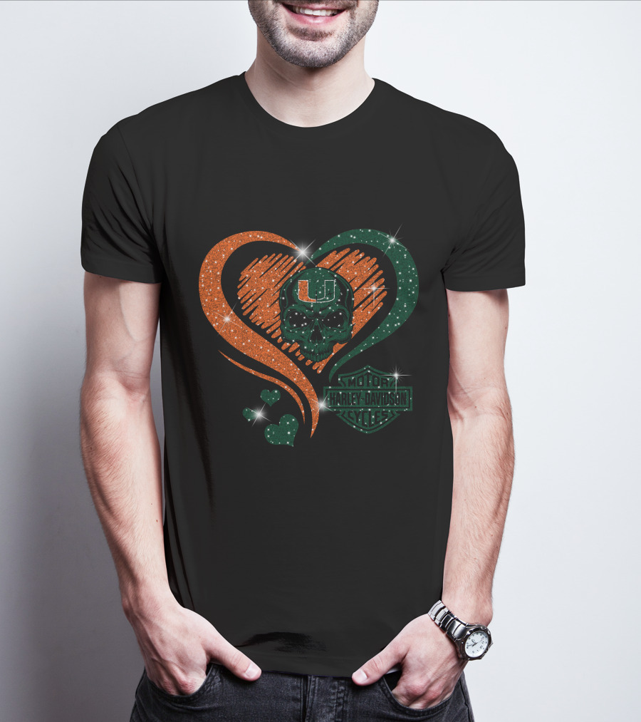 Ncaa Miami Hurricanes Heart Skull T-Shirt