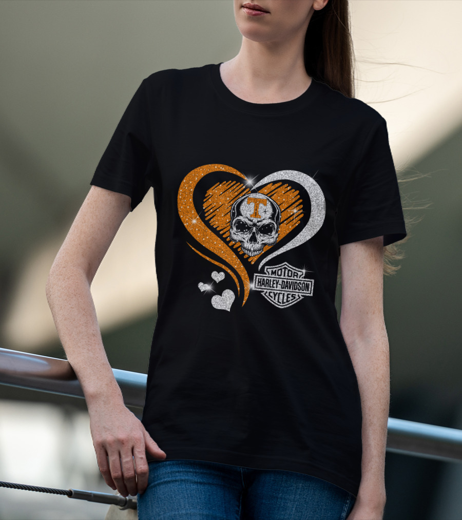 Tennessee Volunteers Skull Heart Harley Davidson T-Shirt