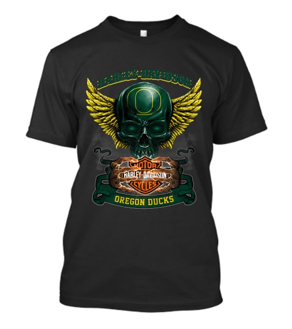 Harley Davidson Oregon Ducks Skull Winged T-Shirt