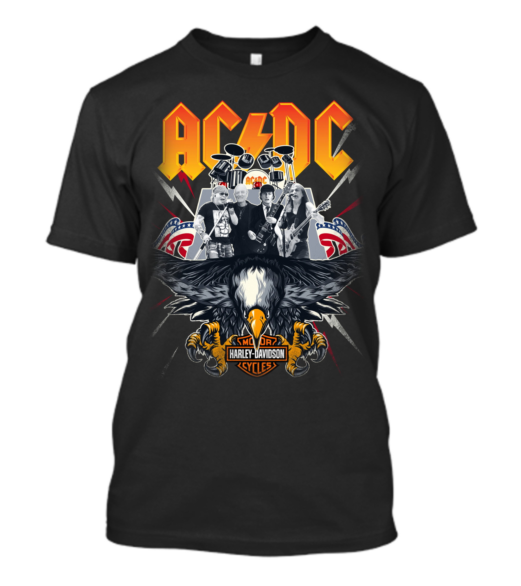 Acdc Harley Davidson Motorcycles Eagle Band Rock Music T-Shirt