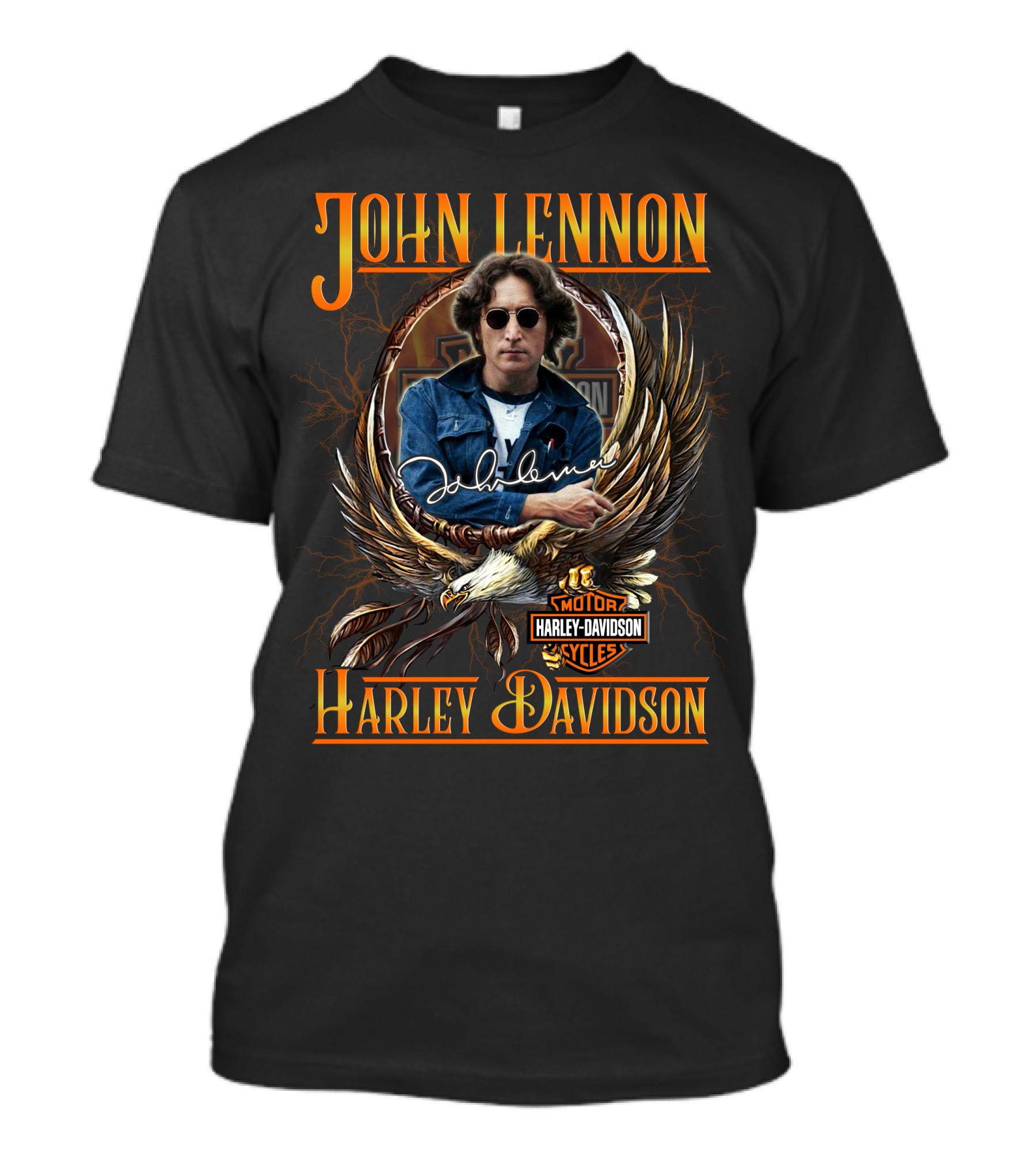 John Lennon Harley Davidson Motor Cycles Iconic Signature Look T-Shirt