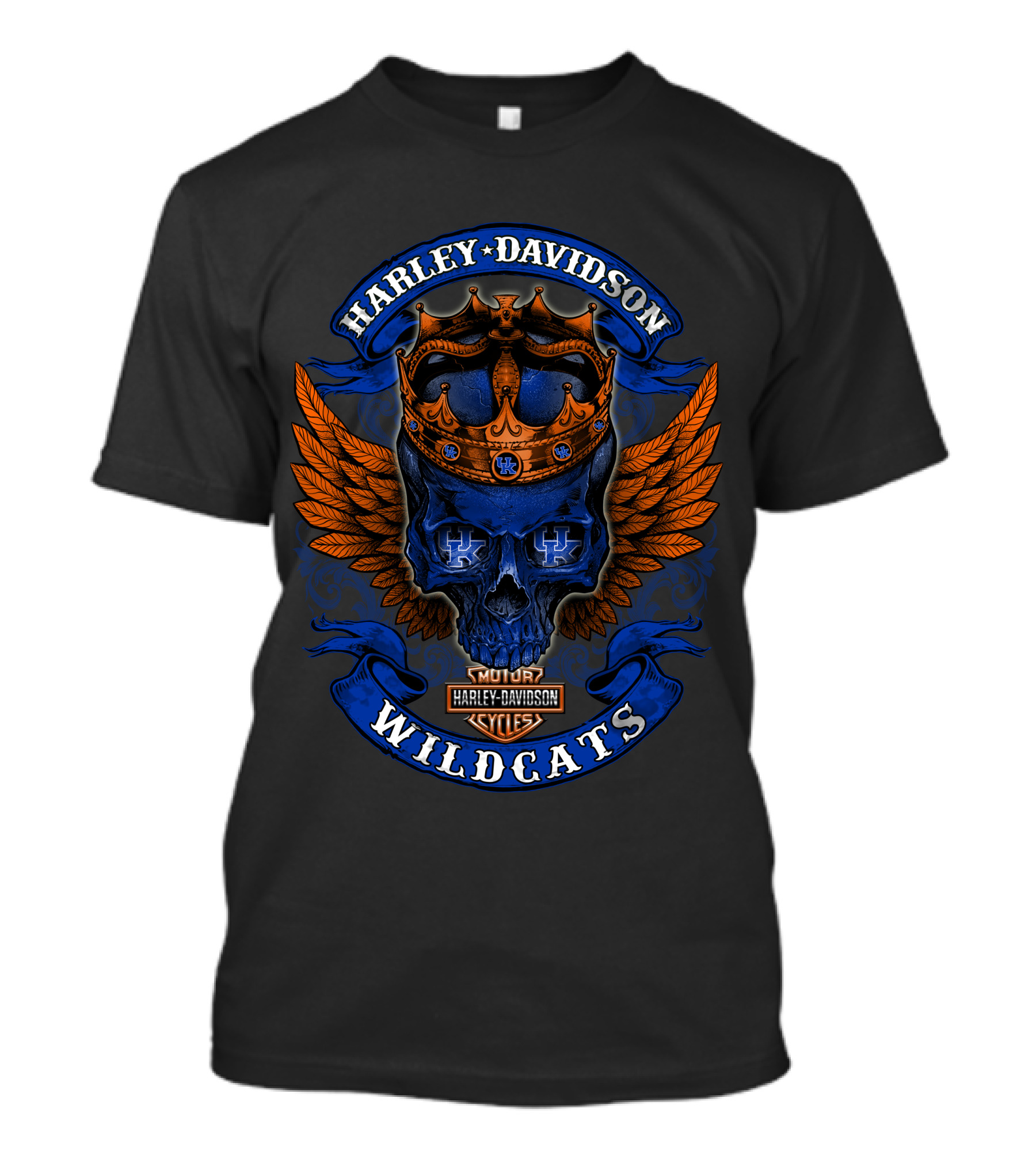 Harley Davidson Wildcats Skull Crown Wings Kentucky Wildcats T-Shirt