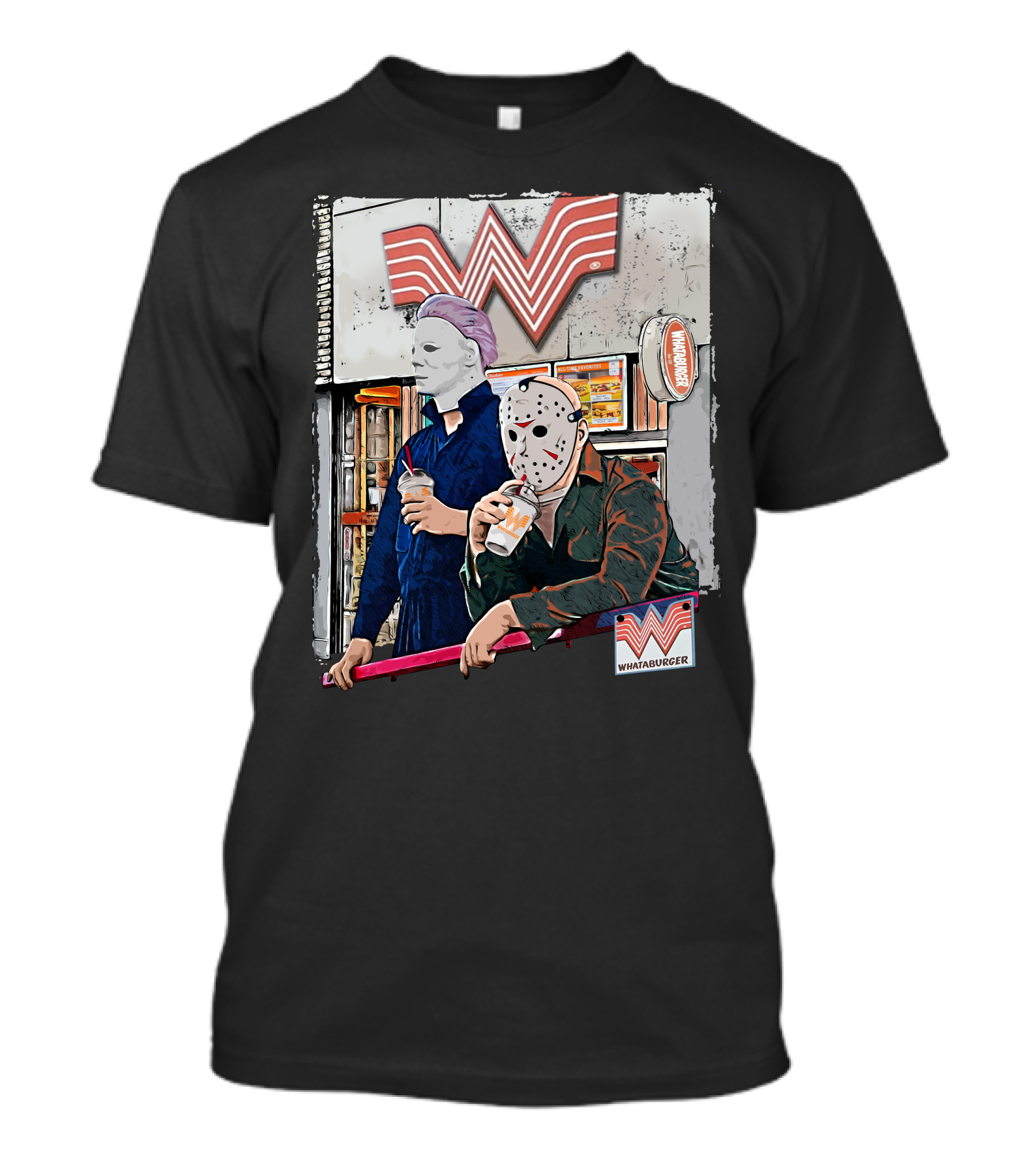 WAB HLW Whataburger Horror Icons With Michael And Hockey Mask T-Shirt
